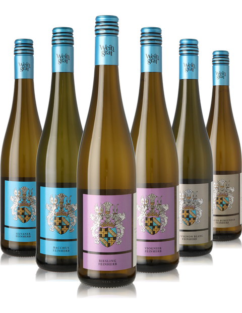 6er Weinpaket halbtrockene/feinherbe Weißweine aus Deutschland