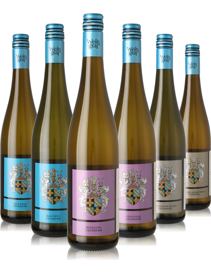 6er Weinpaket halbtrockene/feinherbe Weißweine aus Deutschland